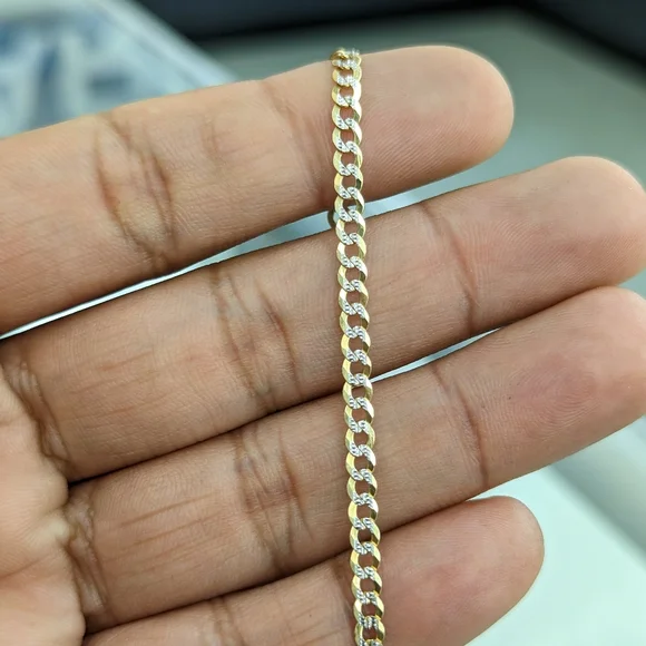 10kt Real Solid Gold Cuban Diamond Cut Chain 3.6mm 22 inch - Picture 9 of 12